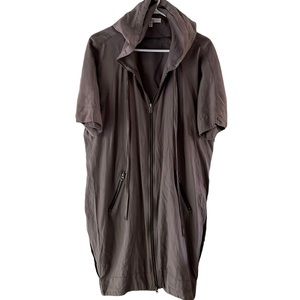 Clu gray hooded full zip long lightweight jacket